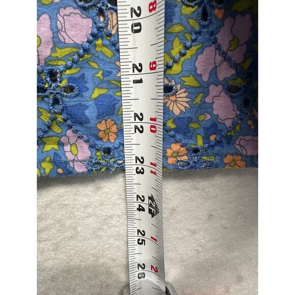 Jennifer Grace Blue Floral Eyelet Peasant Top Size M Boho Festival Resort - Picture 6 of 10